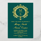 Invitations de mariage Monogramme doré (Recto)