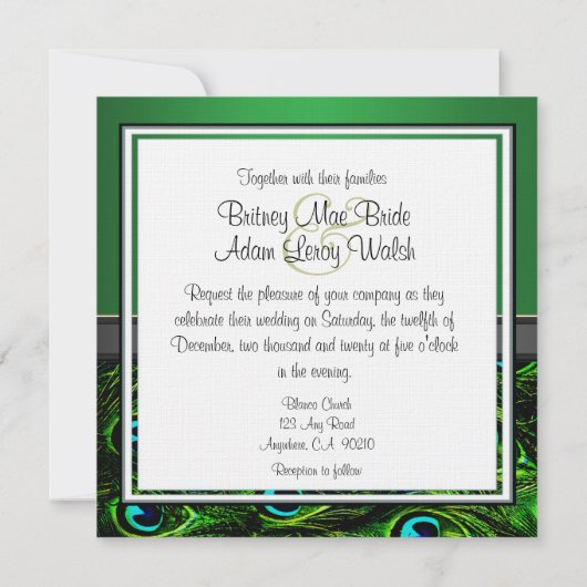 Invitations de mariage Monogramme Emerald Green Pe (Dos)