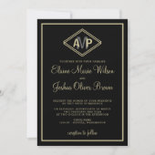 invitations de mariage monogramme géométrique mode (Devant)