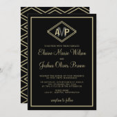 invitations de mariage monogramme géométrique mode (Devant / Derrière)