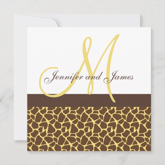 Invitations de mariage Monogramme Giraffe Motif (Devant)