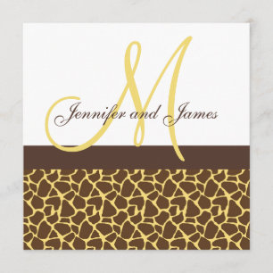 Invitations de mariage Monogramme Giraffe Motif