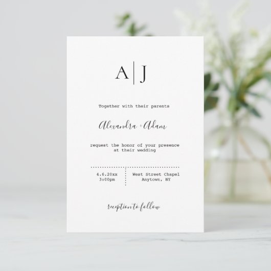 Invitations de mariage monogramme simple et modern (Debout devant)