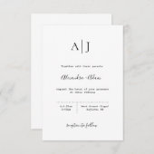 Invitations de mariage monogramme simple et modern (Devant / Derrière)