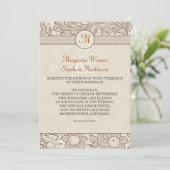 Invitations de mariage monogramme vintage (Debout devant)