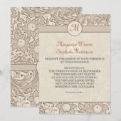 Invitations de mariage monogramme vintage (Devant / Derrière)
