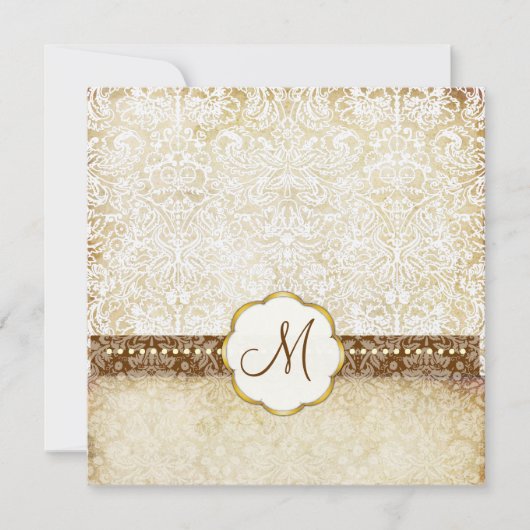 INVITATIONS DE MARIAGE MONOGRAMME VINTAGES SUR LES (Devant)