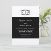 Invitations de mariage monogrammes Art Déco Argent (Debout devant)