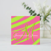 Invitations de mariage Monogrammes Zebra Pink Gree (Debout devant)