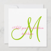 Invitations de mariage Monogrammes Zebra Pink Gree (Dos)
