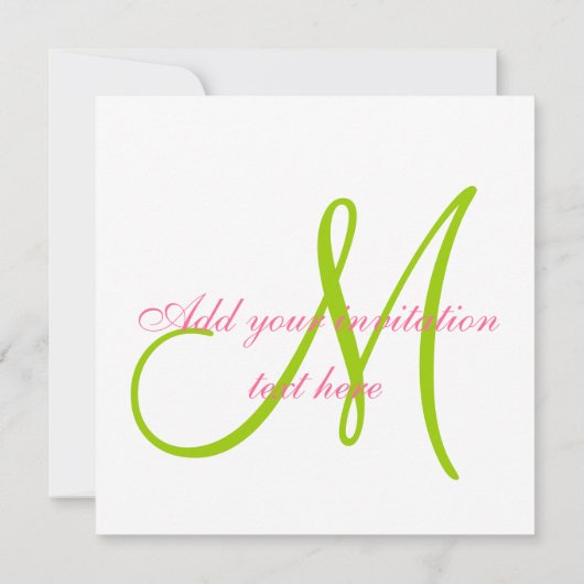 Invitations de mariage Monogrammes Zebra Pink Gree (Dos)