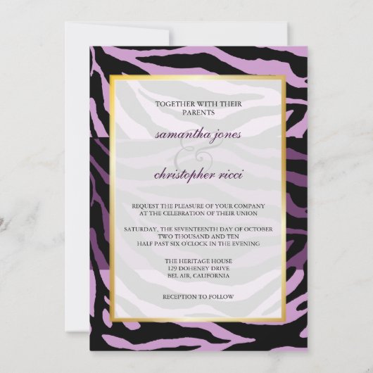 Invitations de mariage monogrammes/zèbres (Dos)