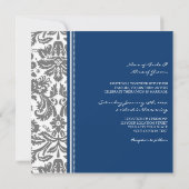 Invitations de mariage Motif de Damas bleu gris (Dos)