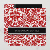 Invitations de mariage Motif de Damas rouge noir (Devant / Derrière)