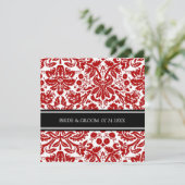 Invitations de mariage Motif de Damas rouge noir (Debout devant)