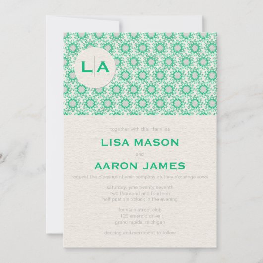 Invitations de mariage Motif Emerald (Devant)