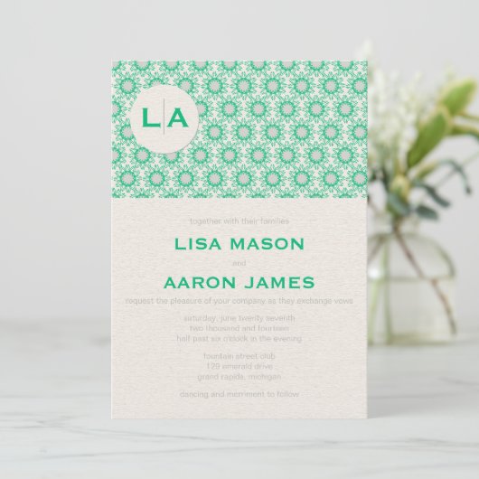 Invitations de mariage Motif Emerald (Debout devant)