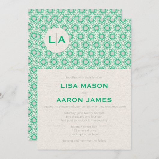 Invitations de mariage Motif Emerald (Devant / Derrière)