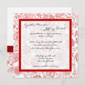Invitations de mariage Motif Fleur Rouge (Devant / Derrière)