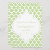 Invitations de mariage Motif marocain vert (Devant / Derrière)
