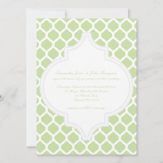 Invitations de mariage Motif marocain vert (Devant)