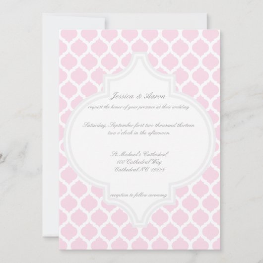 Invitations de mariage Motif rose marocain (Devant)