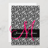 Invitations de mariage Motif zèbre rose Monogramme (Devant / Derrière)