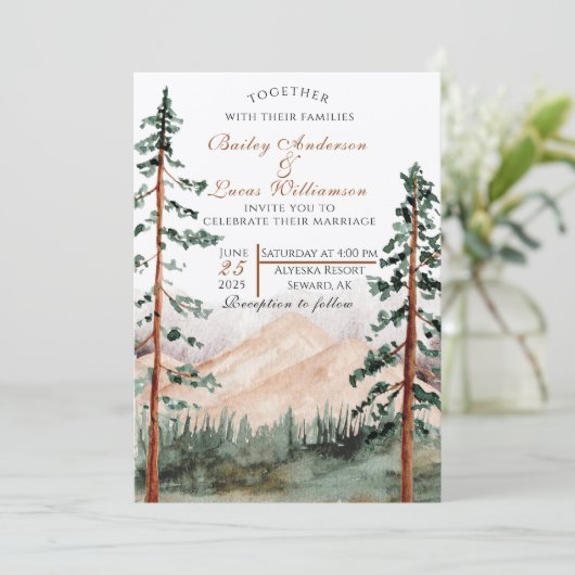 Invitations de mariage Mountain View (Debout devant)