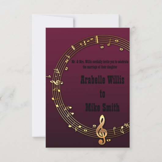Invitations de mariage musicien (Devant)