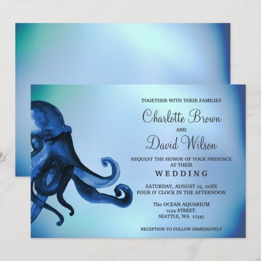 Invitations de mariage mystique des poulpes de l'o (Devant / Derrière)