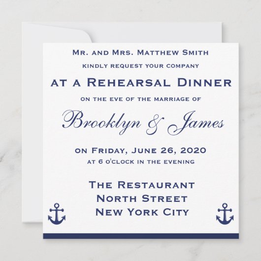 Invitations de Mariage nautique (Devant)