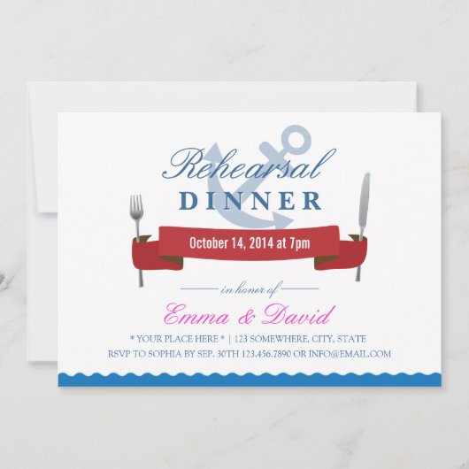 Invitations de Mariage nautique (Devant)