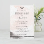 Invitations de mariage nautique Aquarelle Peach (Debout devant)