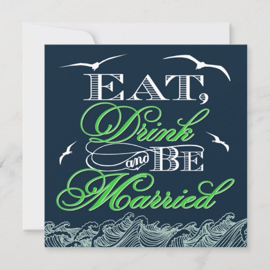 Invitations de mariage nautique bleu et vert de la (Devant)