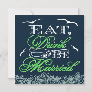 Invitations de mariage nautique bleu et vert de la