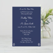 Invitations de mariage nautique bleu marine (Debout devant)