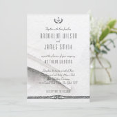 Invitations De Mariage Nautique Gris Et Blanc (Debout devant)