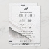 Invitations De Mariage Nautique Gris Et Blanc (Devant / Derrière)