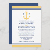 Invitations De Mariage Nautique Jaune (Devant / Derrière)
