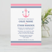 Invitations de mariage nautique rose (Debout devant)