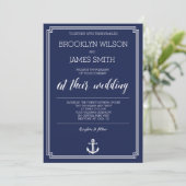 Invitations De Mariage Nautiques Avec Cadre Blanc (Debout devant)
