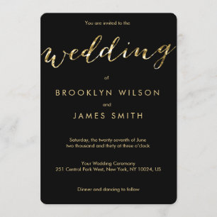 Invitations De Mariage Noir Arrondi Avec Huile D'O