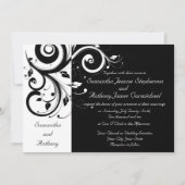 Invitations de mariage noir + blanc inverse (Devant)
