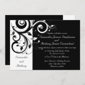 Invitations de mariage noir + blanc inverse (Devant / Derrière)