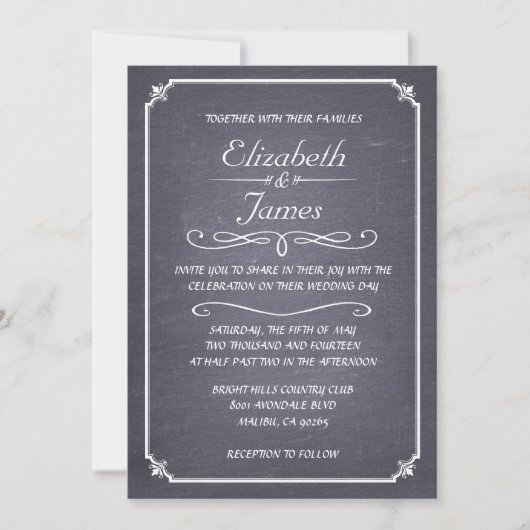 Invitations de mariage noir et blanc (Devant)