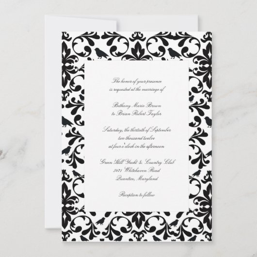 Invitations de mariage noir et blanc (Devant)