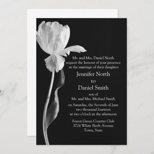 Invitations de mariage noir et blanc (Devant / Derrière)