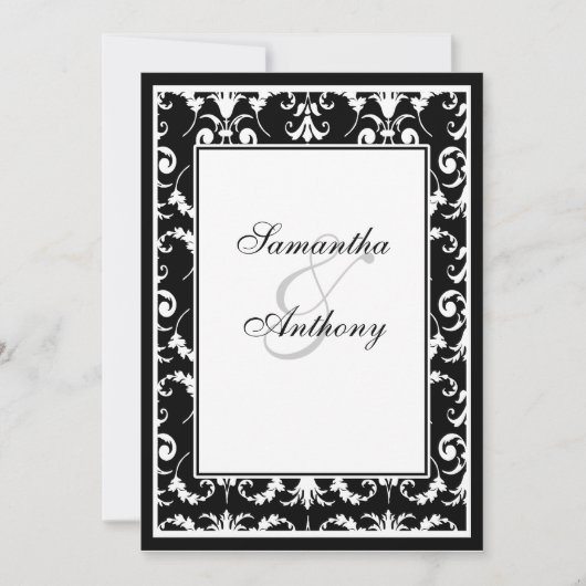 Invitations de mariage noir et blanc (Devant)