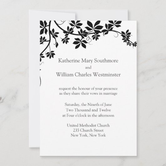 Invitations De Mariage Noir Et Blanc (Devant)