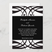 Invitations de mariage noir et blanc Art déco (Devant / Derrière)